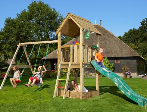 Jungle Club | Wooden climbing frame with double swing